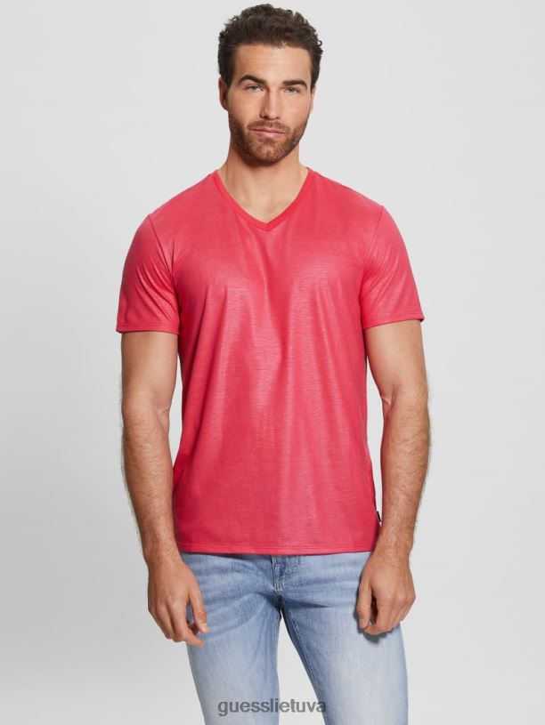 vyrų GUESS 6NLN4057 drabužiai virtuali rožinė mason yoke v formos kaklo marškinėliai