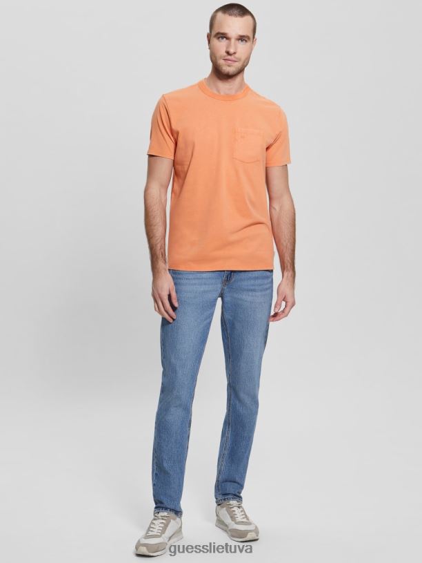 vyrų GUESS 6NLN4060 drabužiai šafranas persikas multi kišeninis marškinėliai