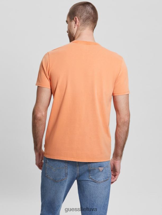 vyrų GUESS 6NLN4060 drabužiai šafranas persikas multi kišeninis marškinėliai