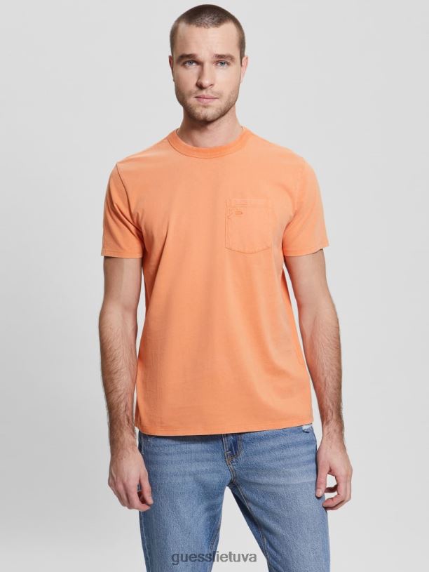 vyrų GUESS 6NLN4060 drabužiai šafranas persikas multi kišeninis marškinėliai