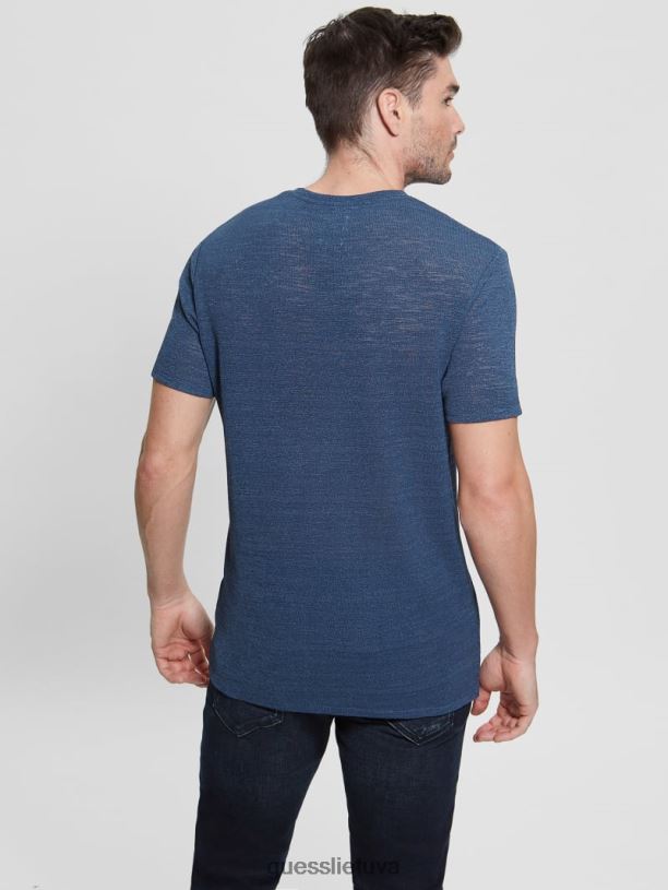 vyrų GUESS 6NLN4062 drabužiai kobalto mėlyna marlės marškinėliai