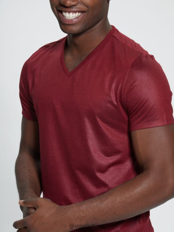 vyrų GUESS 6NLN4086 drabužiai vino mason yoke v formos kaklo marškinėliai