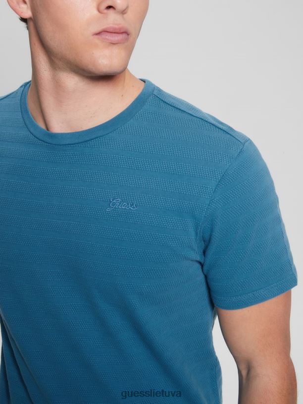 vyrų GUESS 6NLN4096 drabužiai povandeninis mėlynas multi ekologinis Vincento trikotažo marškinėliai