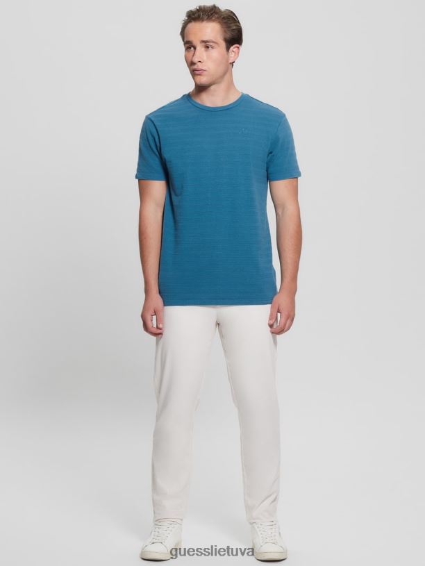 vyrų GUESS 6NLN4096 drabužiai povandeninis mėlynas multi ekologinis Vincento trikotažo marškinėliai