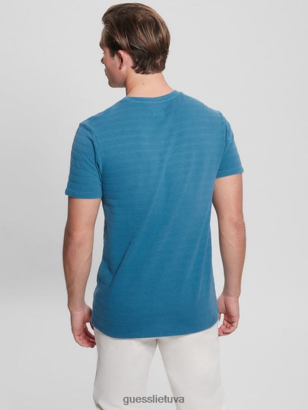 vyrų GUESS 6NLN4096 drabužiai povandeninis mėlynas multi ekologinis Vincento trikotažo marškinėliai