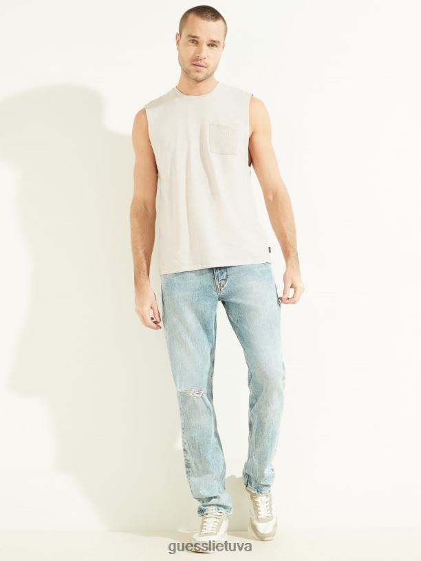vyrų GUESS 6NLN4108 drabužiai prislopintas akmuo multi kanapių medvilnės raumenų marškinėliai