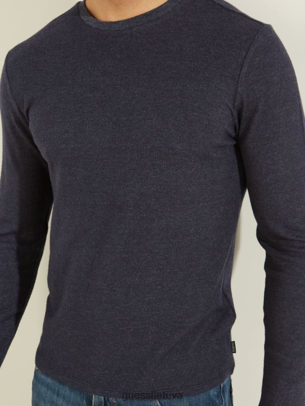 vyrų GUESS 6NLN4134 drabužiai protingas mėlynas multi jaukus marškinukas ilgomis rankovėmis