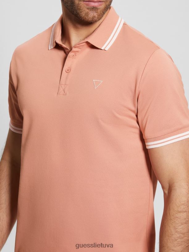 vyrų GUESS 6NLN4140 drabužiai satino rožių multi sportinis pique polo