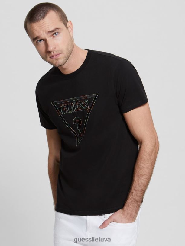 vyrų GUESS 6NLN4160 drabužiai juodas eco moisey marškinėliai su logotipu