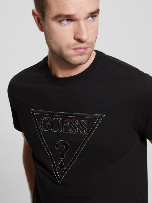 vyrų GUESS 6NLN4160 drabužiai juodas eco moisey marškinėliai su logotipu