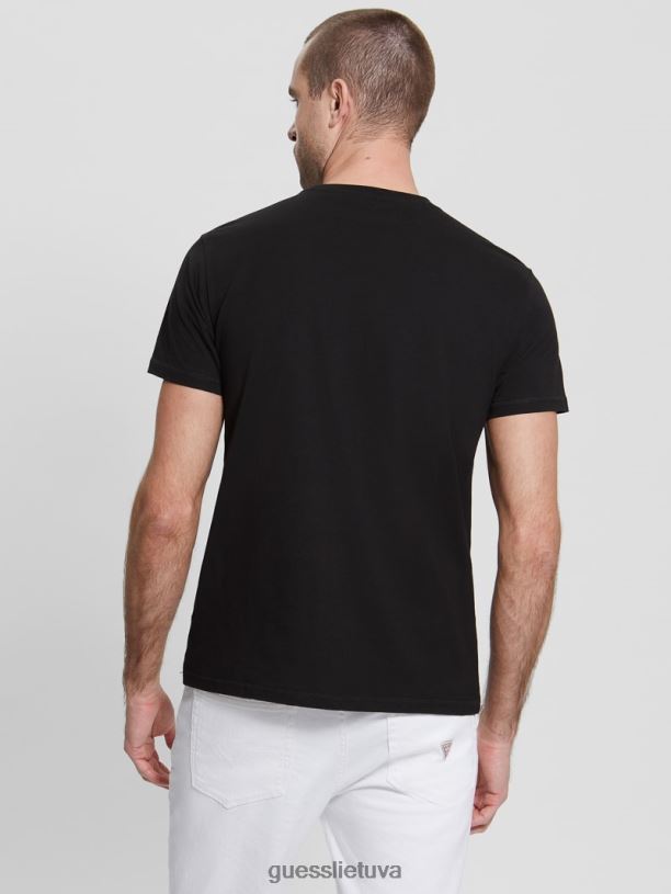 vyrų GUESS 6NLN4160 drabužiai juodas eco moisey marškinėliai su logotipu