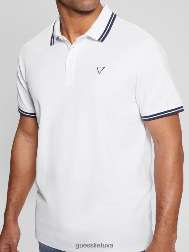 vyrų GUESS 6NLN3952 drabužiai grynai baltas multi sportinis pique polo