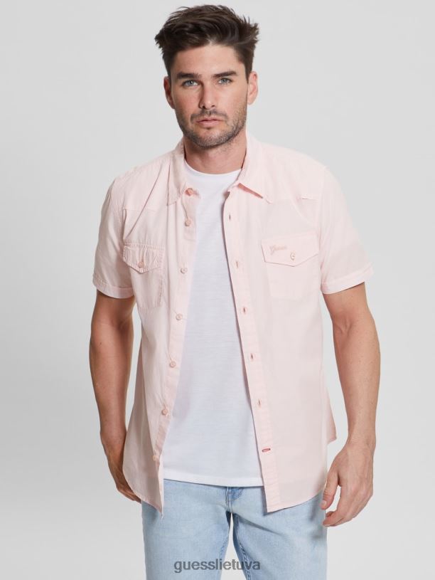 vyrų GUESS 6NLN3970 drabužiai skaistalai medvilnė notingamo marškinėliai