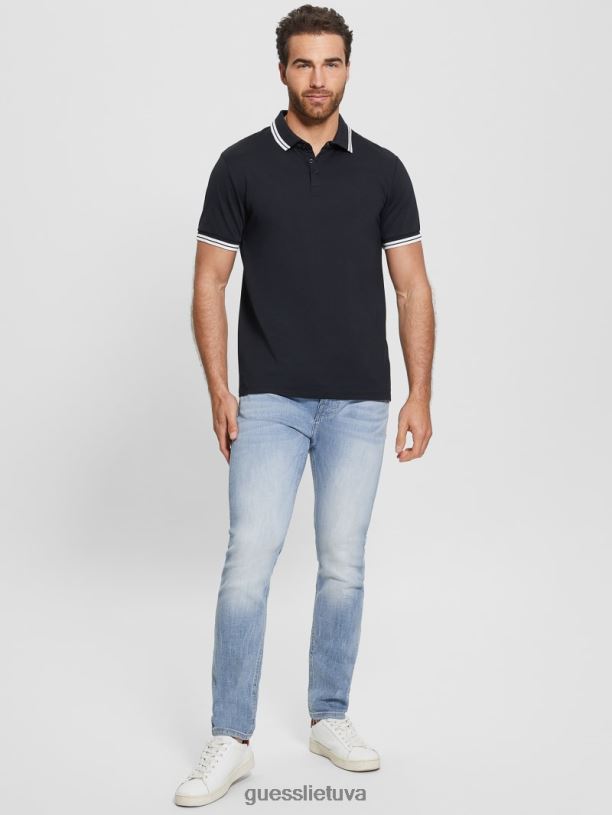vyrų GUESS 6NLN3977 drabužiai mėlyna elegantiška sportinis pique polo