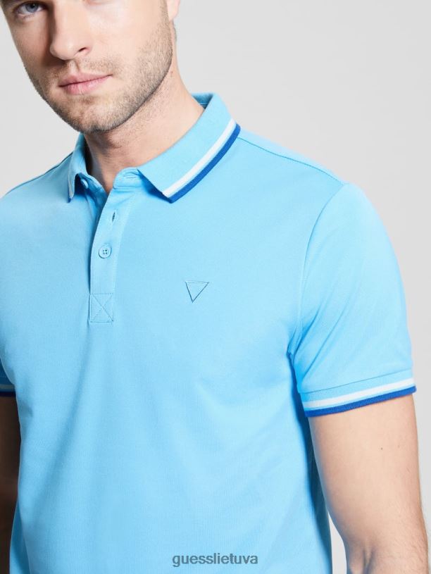 vyrų GUESS 6NLN4042 drabužiai azzurro mediterraneo sportinis pique polo
