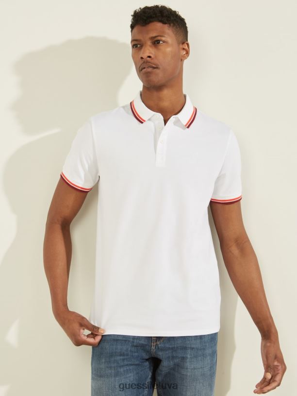 vyrų GUESS 6NLN4055 drabužiai visiškai baltas sportinis pique polo
