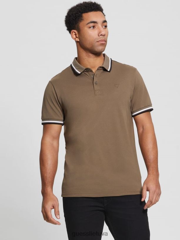 vyrų GUESS 6NLN4056 drabužiai karobų šokoladas sportinis pique polo
