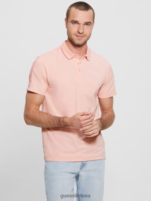 vyrų GUESS 6NLN4071 drabužiai žiedas šviesiai rožinis Paul Pique tape polo marškinėliai