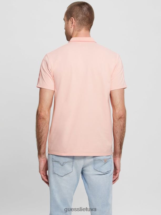 vyrų GUESS 6NLN4071 drabužiai žiedas šviesiai rožinis Paul Pique tape polo marškinėliai