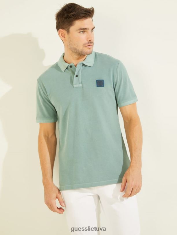 vyrų GUESS 6NLN4144 drabužiai tamsus nefritas išskalbtas polo
