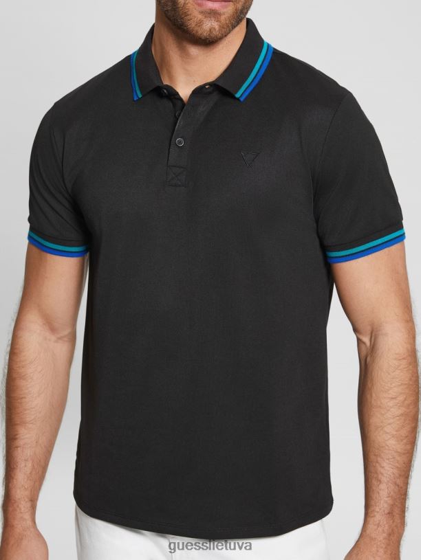 vyrų GUESS 6NLN4147 drabužiai juodas sportinis pique polo