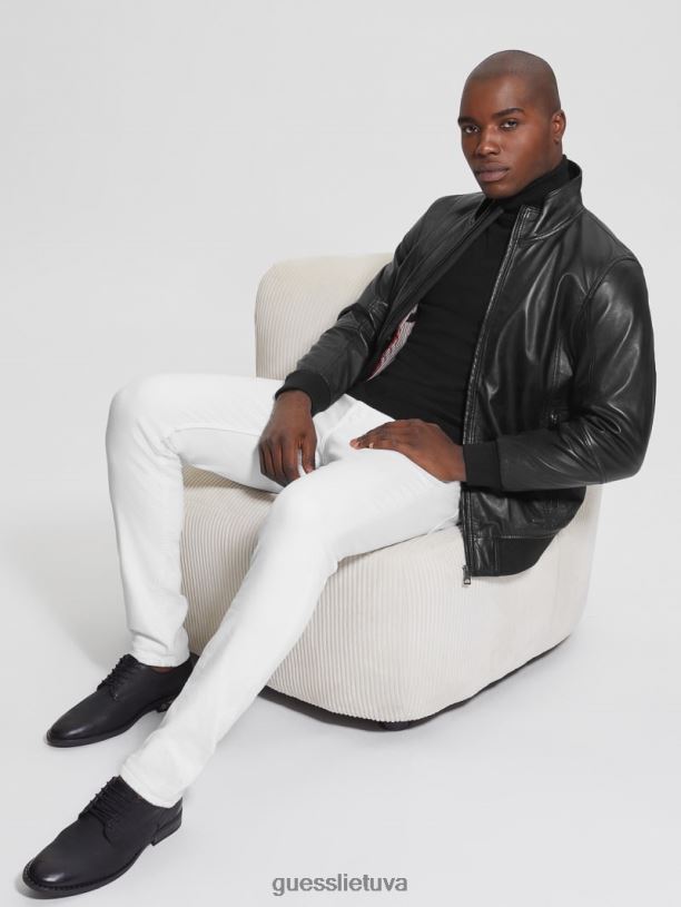 vyrų GUESS 6NLN3953 drabužiai juodas minkšta odinė striukė