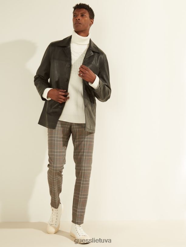 vyrų GUESS 6NLN4109 drabužiai juodas odinis automobilinis paltas