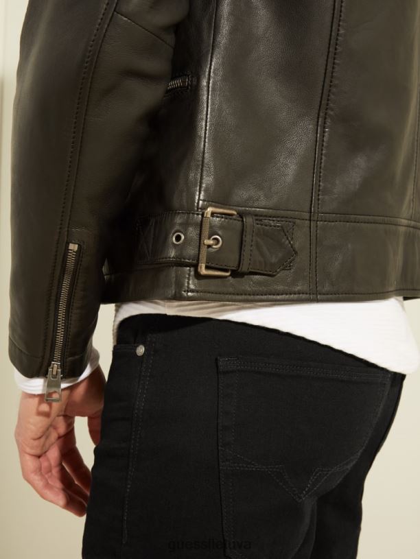 vyrų GUESS 6NLN4116 drabužiai juodas odinė dviratininko striukė