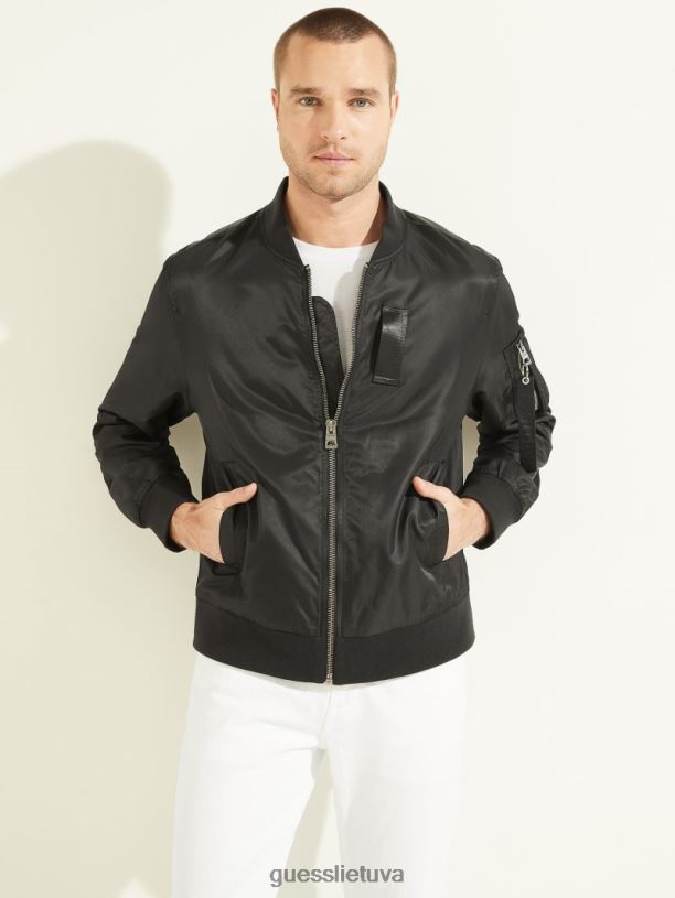 vyrų GUESS 6NLN4118 drabužiai juodas nailono skrydžio striukė