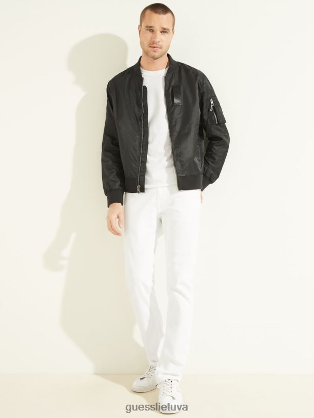 vyrų GUESS 6NLN4118 drabužiai juodas nailono skrydžio striukė