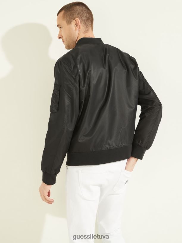 vyrų GUESS 6NLN4118 drabužiai juodas nailono skrydžio striukė