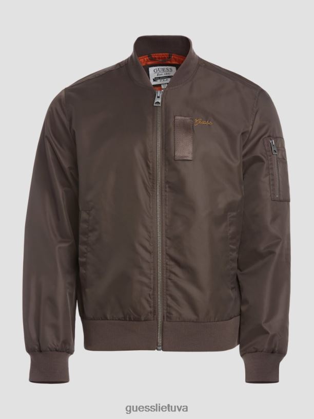 vyrų GUESS 6NLN4159 drabužiai karobų šokoladas nailono skrydžio striukė