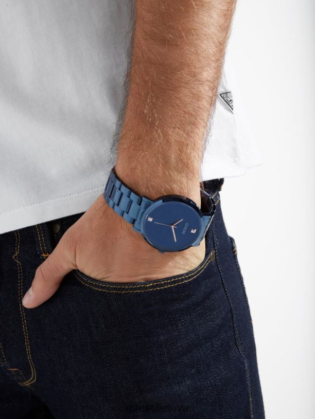 vyrų GUESS 6NLN3602 priedas mėlyna Analoginis deimantinis laikrodis